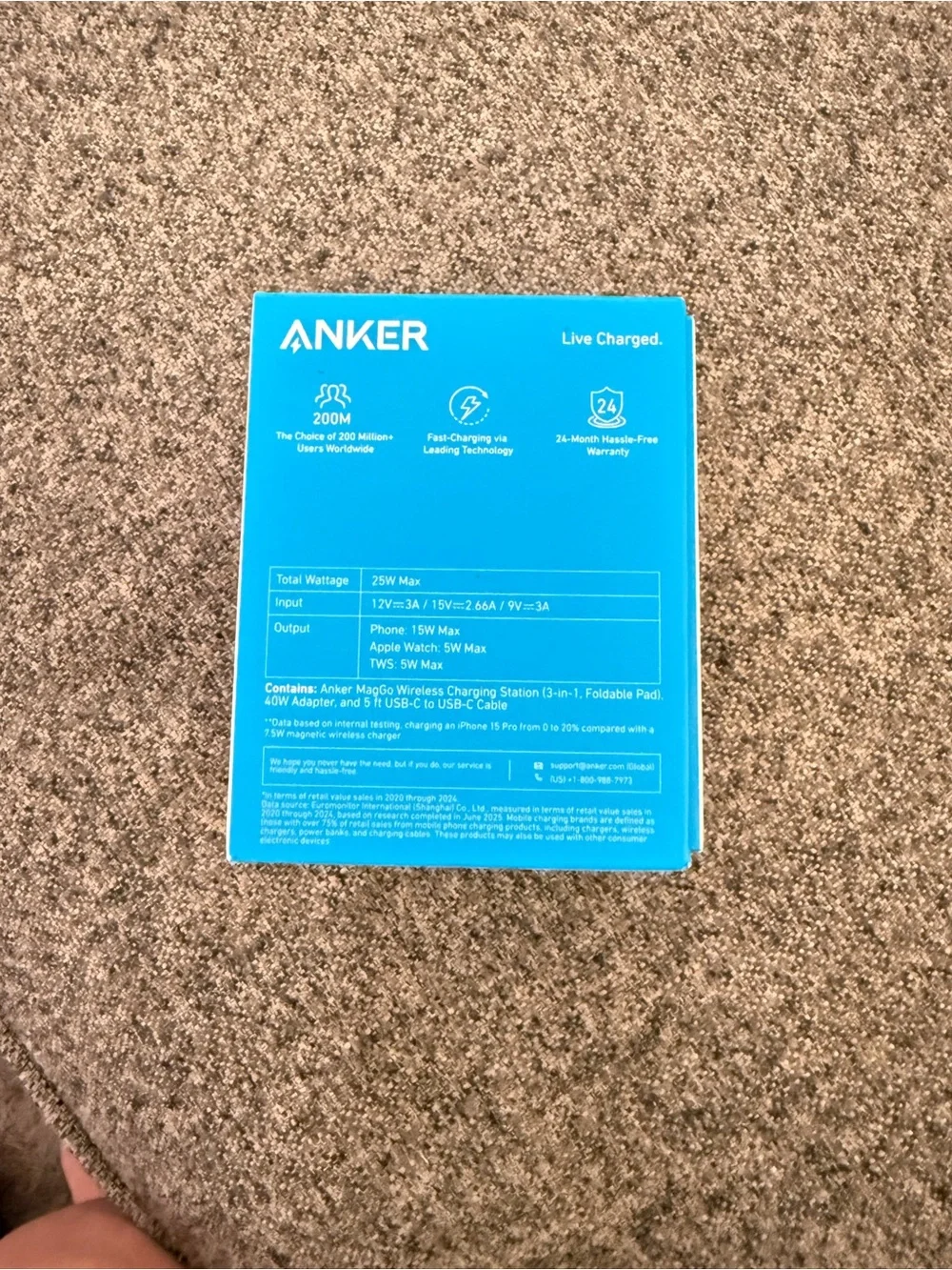 Anker Ultra-Compact 3-in-1 Qi2 Charger - White with Pink Accents